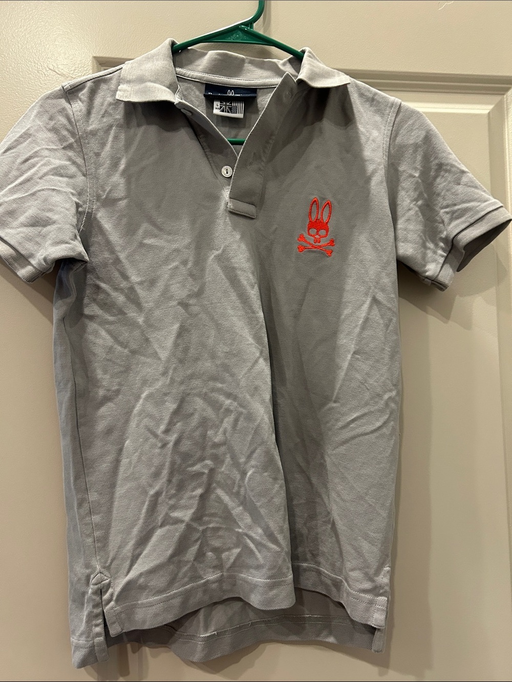 Psycho Bunny Kids Gray Polo with Red Bunny Logo